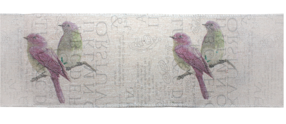 Bird Print Wired Polyester Ribbon, 3" x 3.3 Yds. (Set of 4 Rolls)