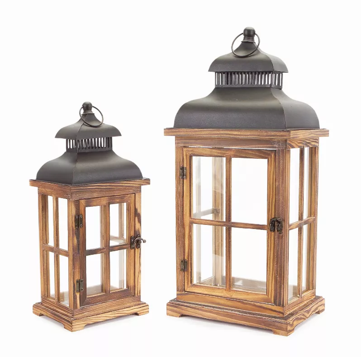 Wood & Metal Decorative Lantern (Set of 2)