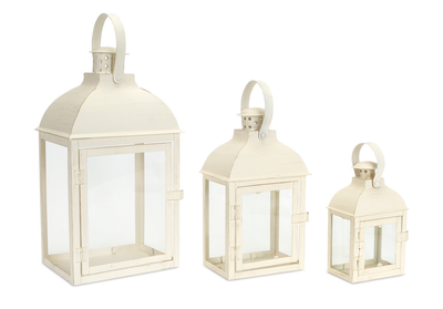 Iron & Glass Decorative Lantern, 7.5"-14"H (Set of 3)