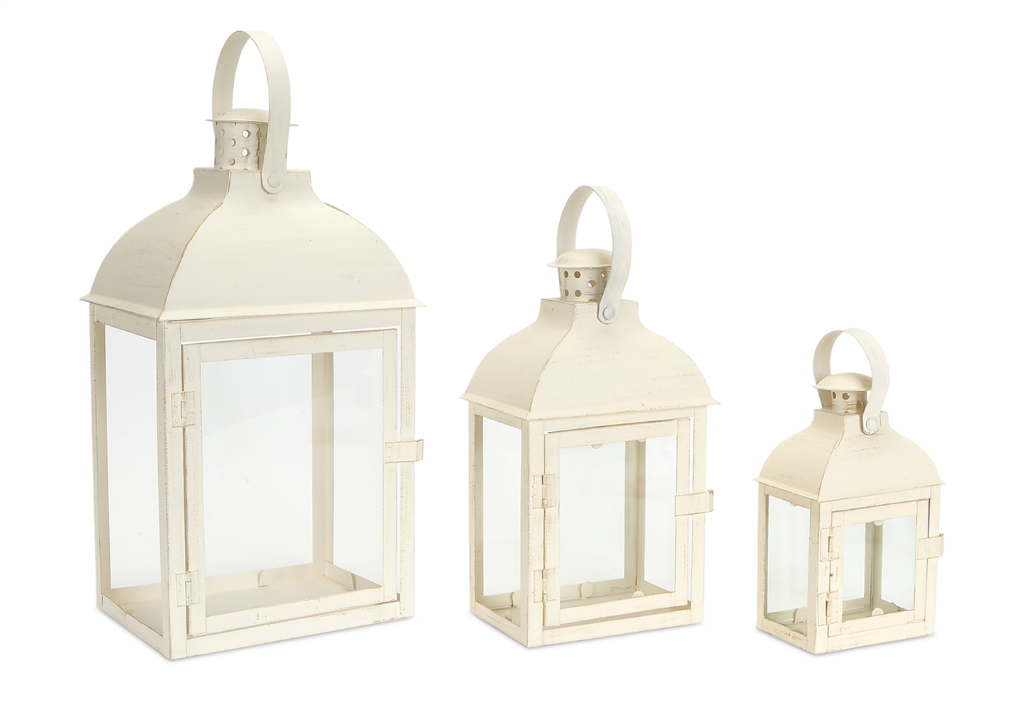 Iron & Glass Decorative Lantern, 7.5"-14"H (Set of 3)