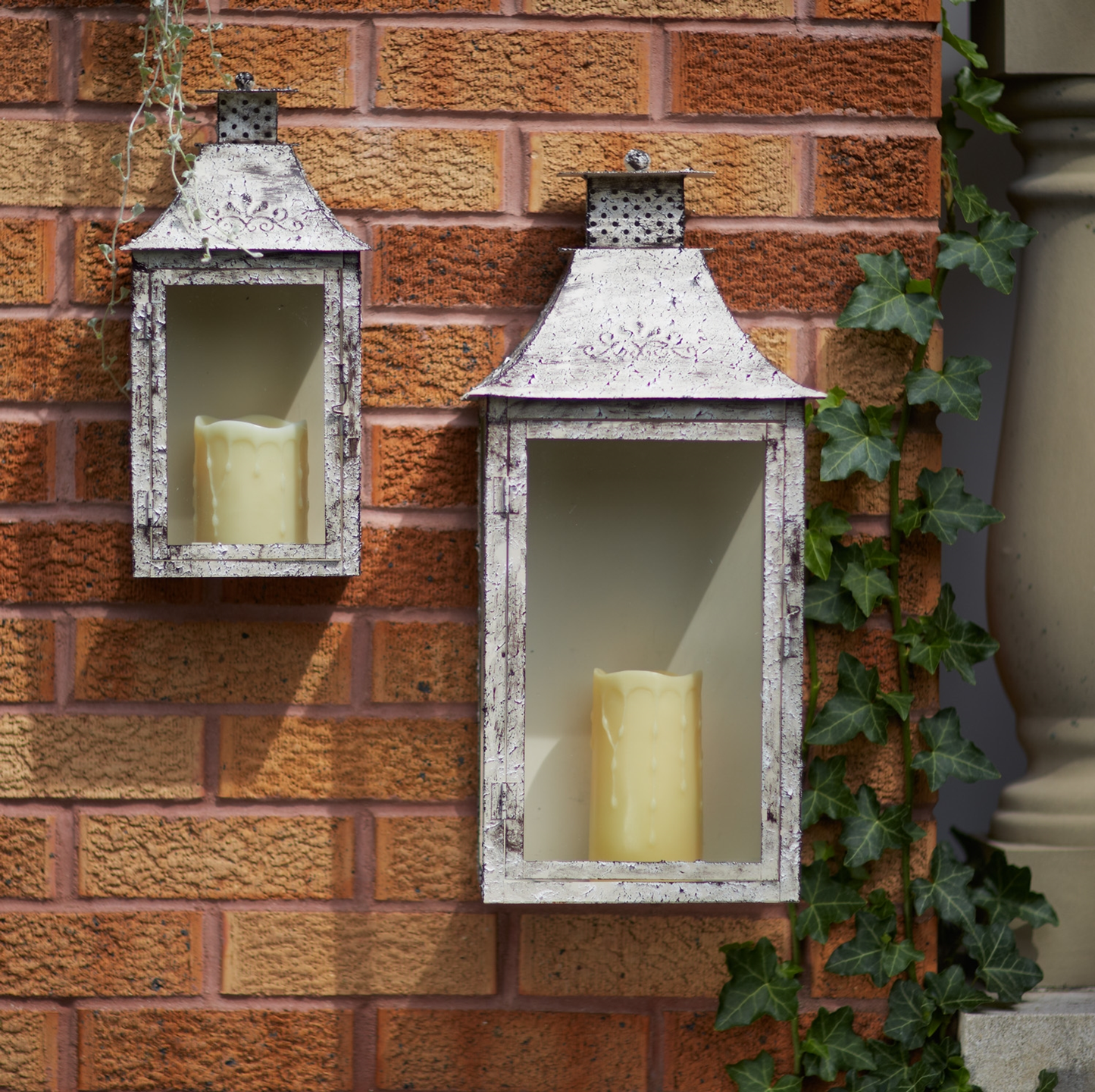 Iron & Glass Decorative Lantern, 13.5"-19.5"H (Set of 2)