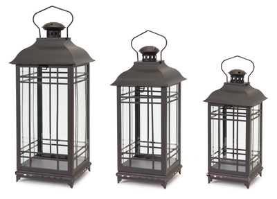 Metal & Glass Candle Lantern Set of 3