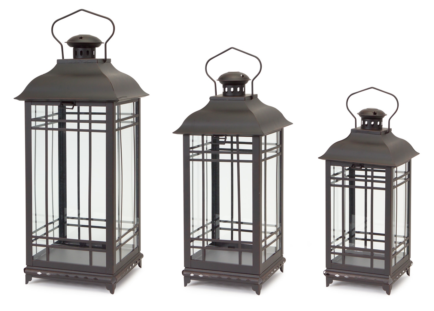 Metal & Glass Candle Lantern Set of 3
