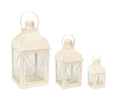 Metal & Glass Candle Lantern Set of 3