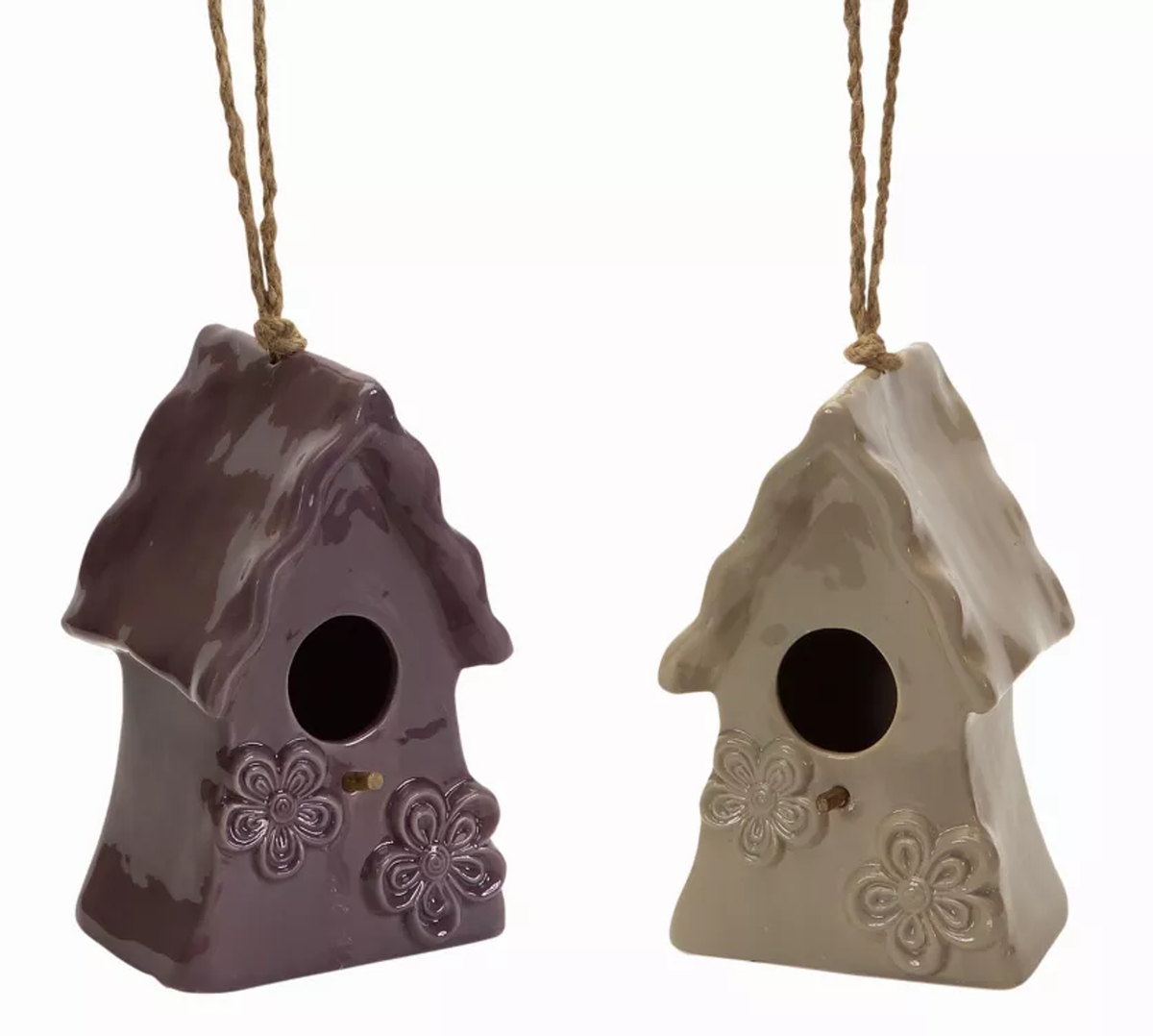 Ceramic Hanging Bird Houses, Set of 4