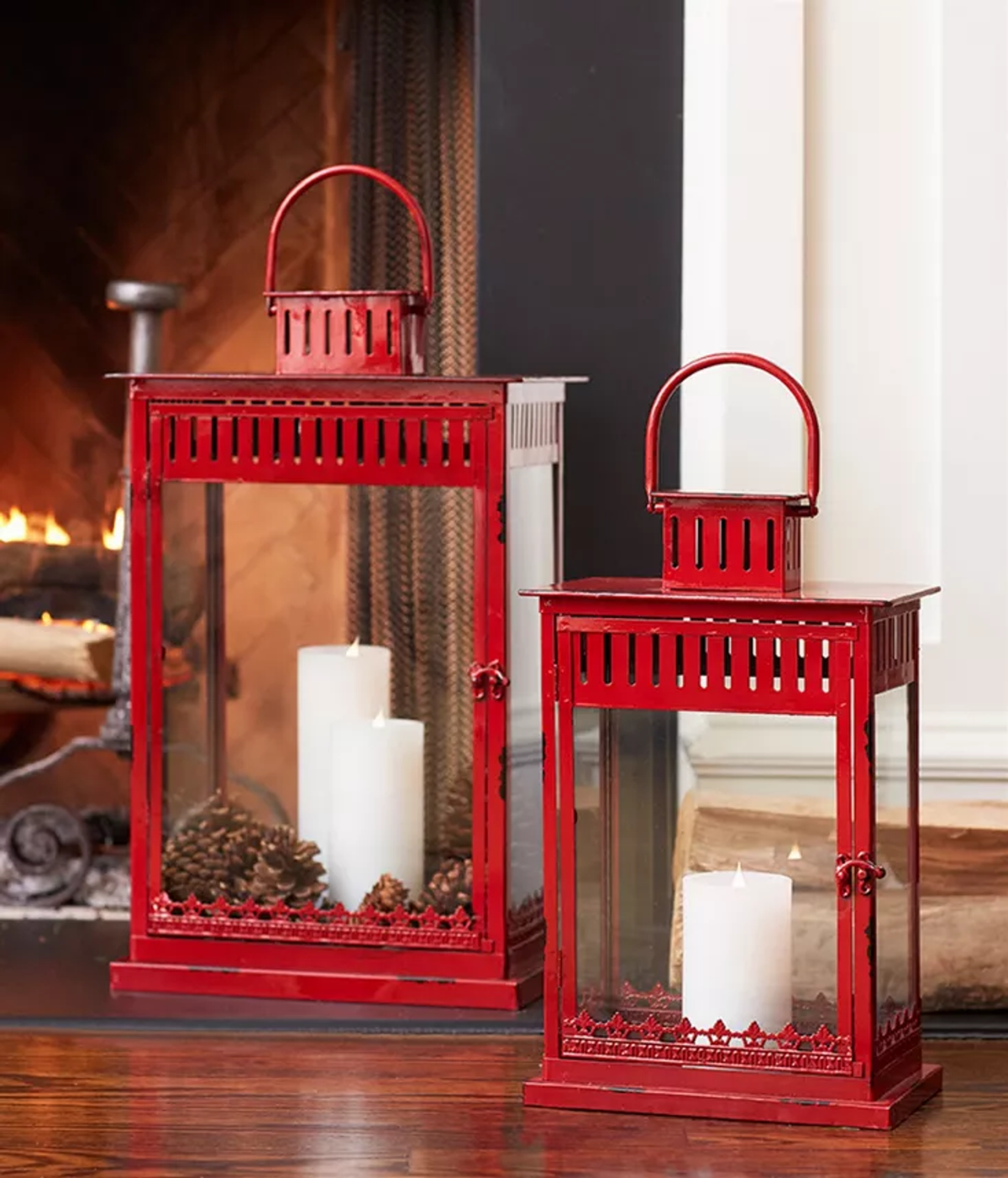 Metal & Glass Lanterns, Set of 2 (20in-25in)