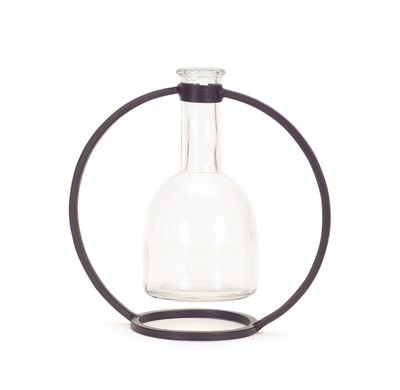 Hanging Vase in Circle Stand, Set of 4 (7.25"H)