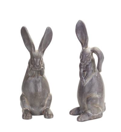 Cement Rabbit Figurine, Set of 2 (15.25"H, 16.25"H)