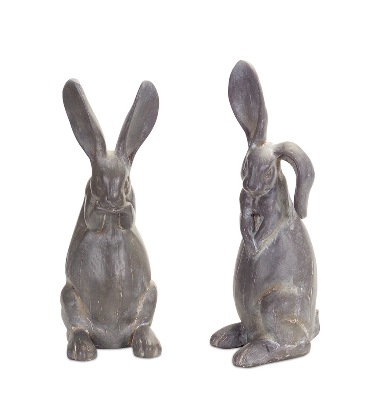 Cement Rabbit Figurine, Set of 2 (15.25"H, 16.25"H)