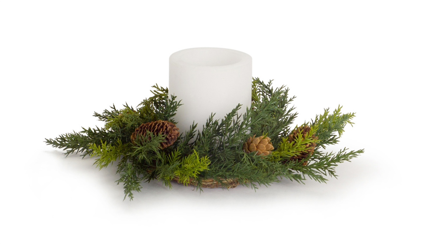 Arborvitae Candle Wreath, Set of 6 (11"D)