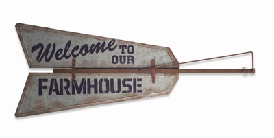 Farmhouse Welcome Wall Plaque, 48"W Metal