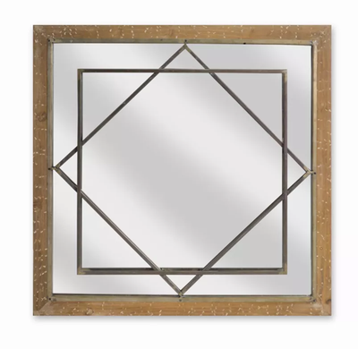 Wood & Glass Wall Mirror, 25"W