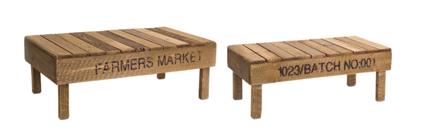 Slotted Wood Pedestals, Set of 2