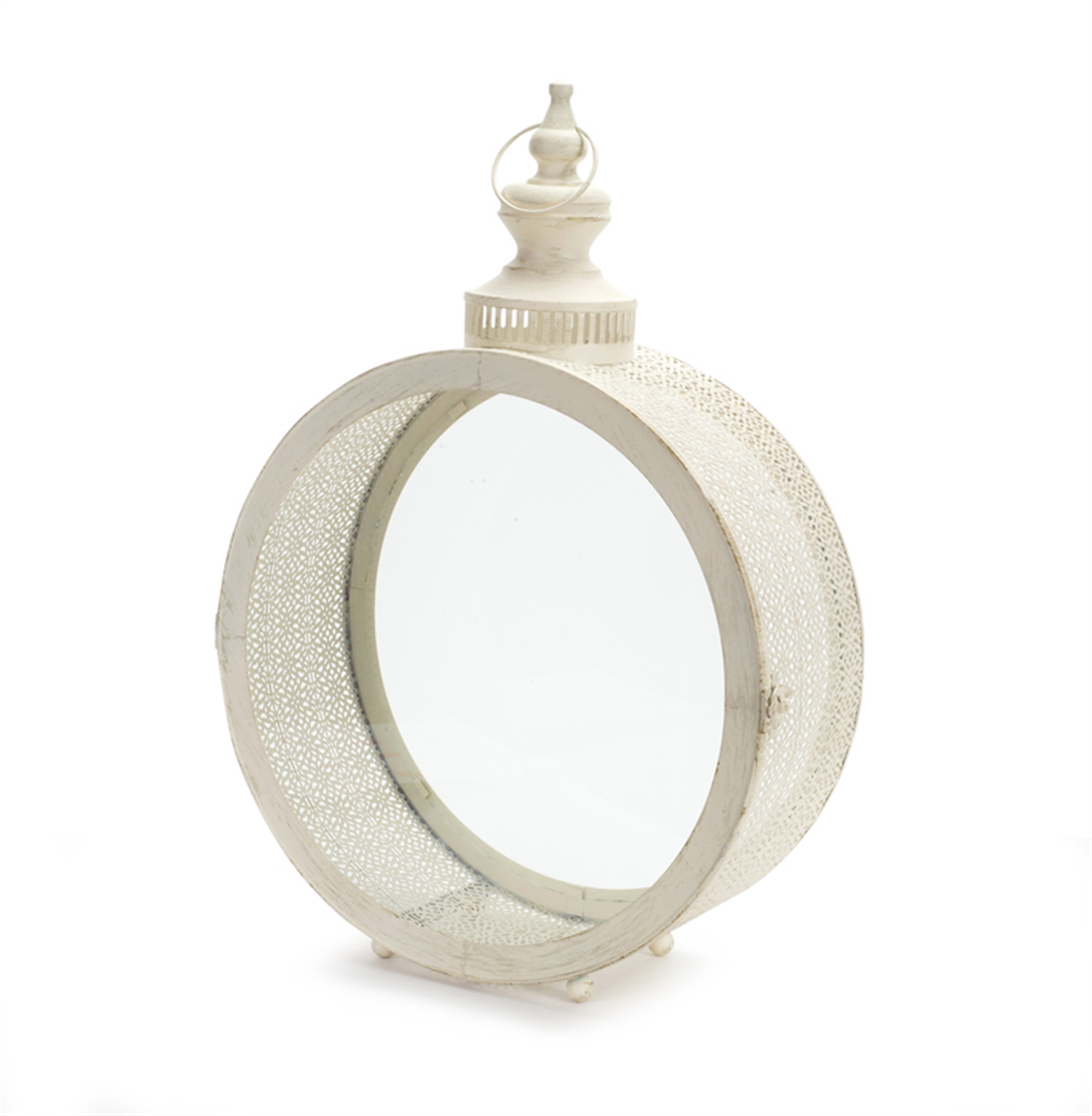Punched Metal & Glass Lantern, 22"H (Design B)