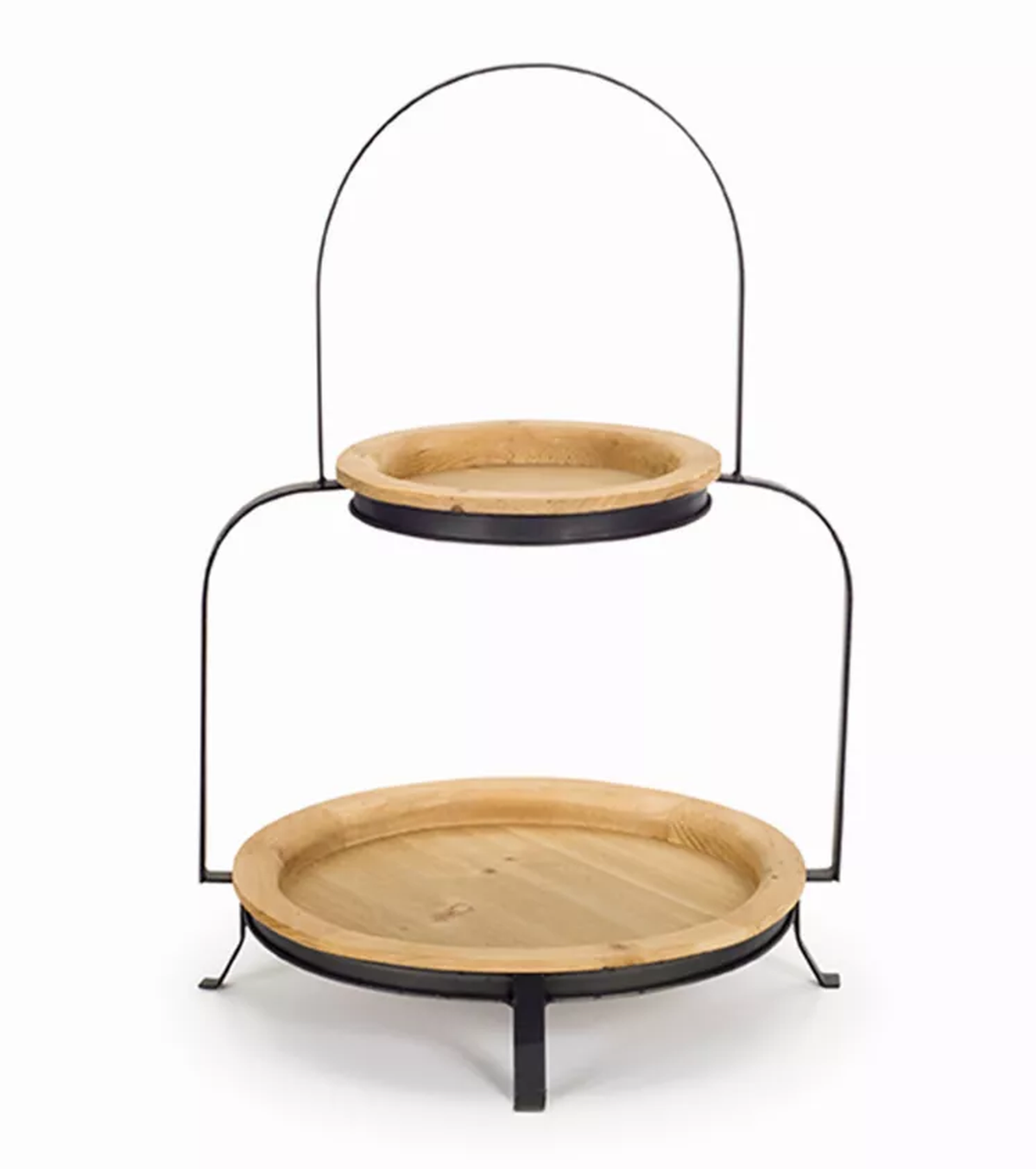 Double Compartment Wood & Metal Tray, 23.75"H