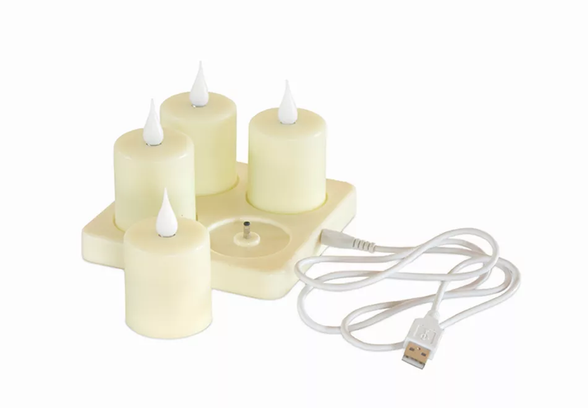 Rechargeable LED Candles, Set of 4, 4"H