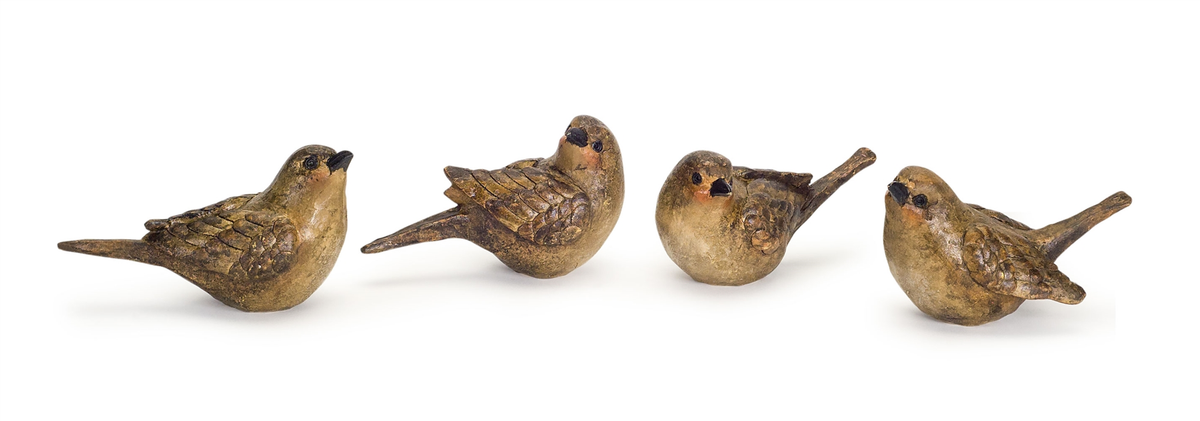 Resin Bird Figurines, Set of 8, 3.5" x 3"
