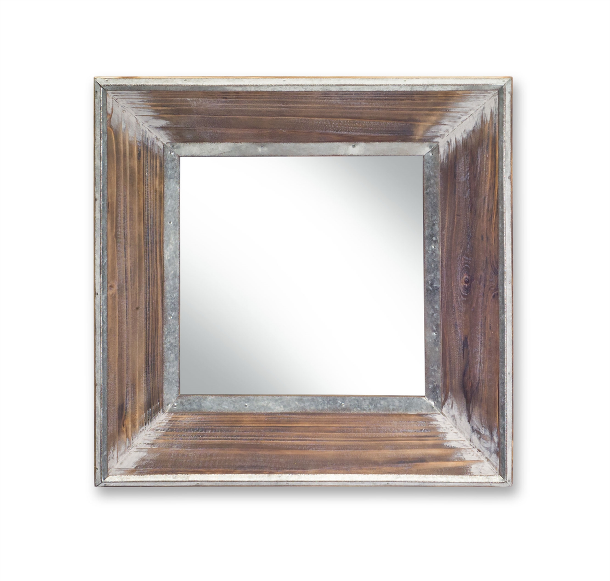 Round Metal and Glass Mirror, 16"