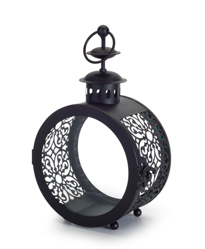 Iron and Glass Lanterns, Set of 2, 9"H