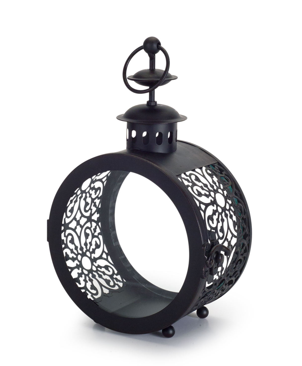 Iron and Glass Lanterns, Set of 2, 9"H