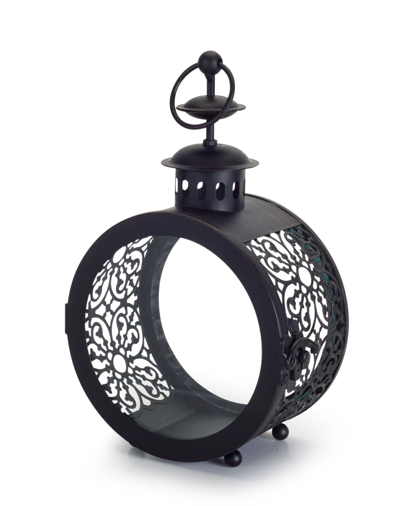 Iron and Glass Lanterns, Set of 2, 9"H