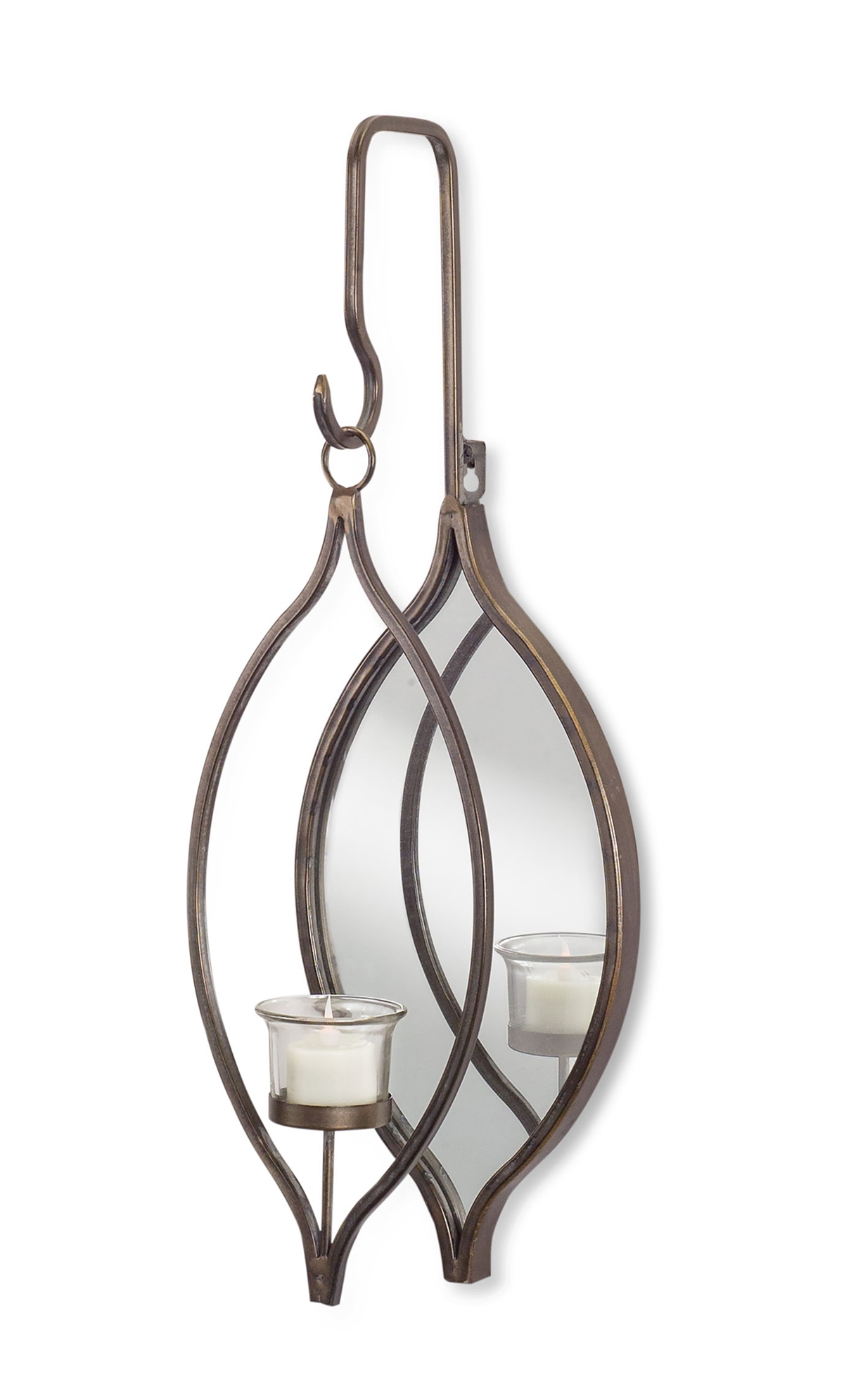 Hanging Metal and Glass Votive Holders, Set of 2, 19.5"H