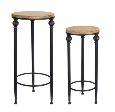 Metal and Wood Nesting Tables, Set of 2
