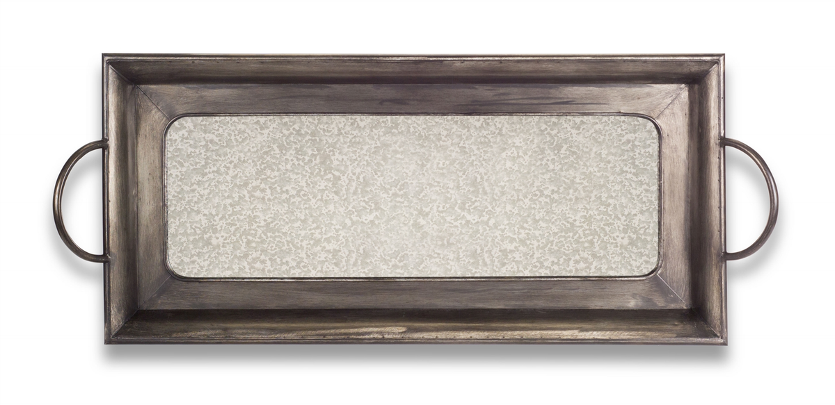 Melrose Metal & Glass Mirror Tray, 14.5" x 36.5"