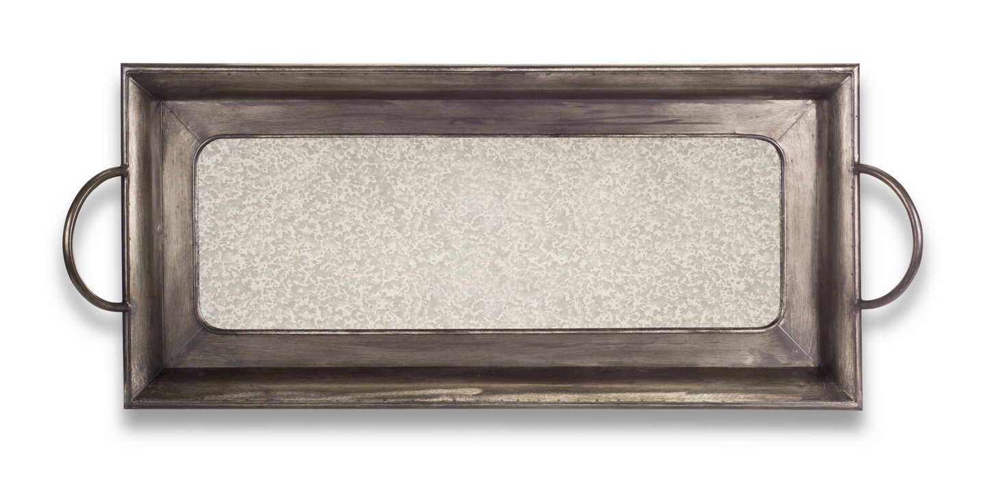 Melrose Metal & Glass Mirror Tray, 14.5" x 36.5"