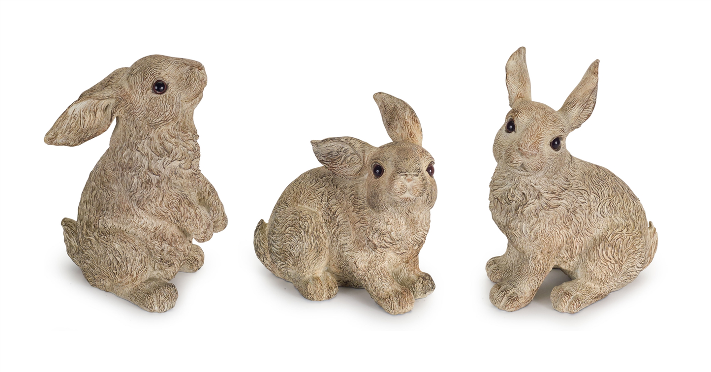Melrose Stone Powder Rabbit Figurines, Set of 3