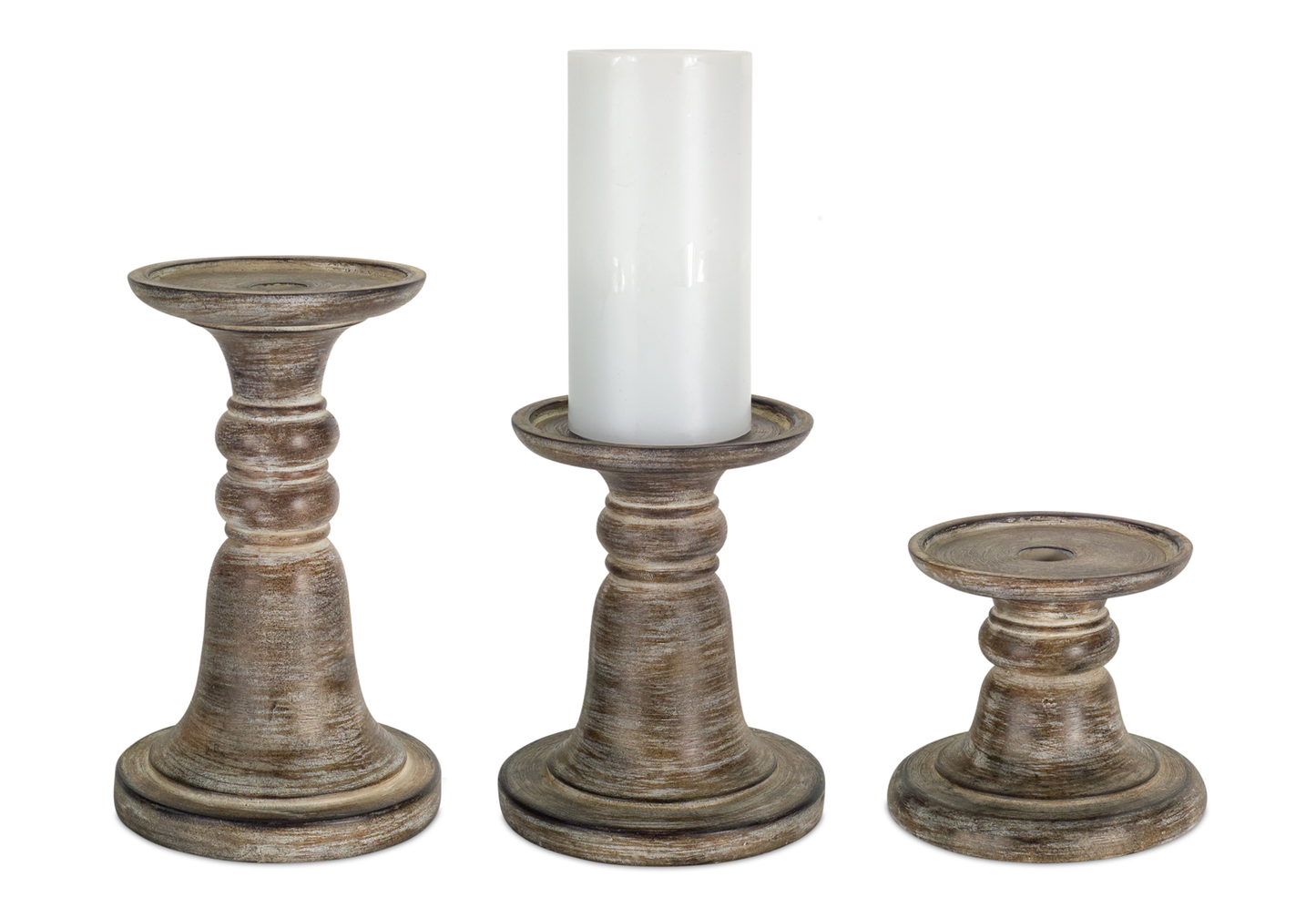 Melrose Stone Powder Candle Holders, Set of 3