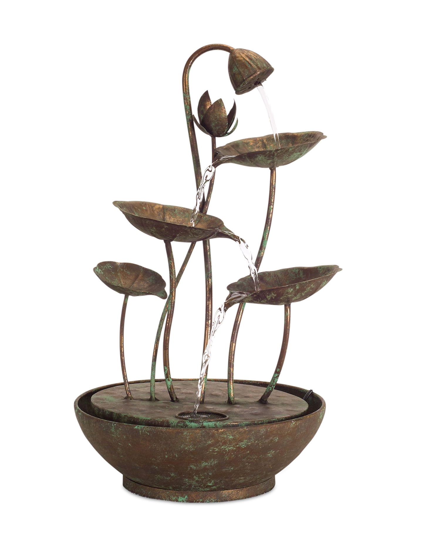 Melrose Lotus Leaf Iron Fountain, 19.5" H