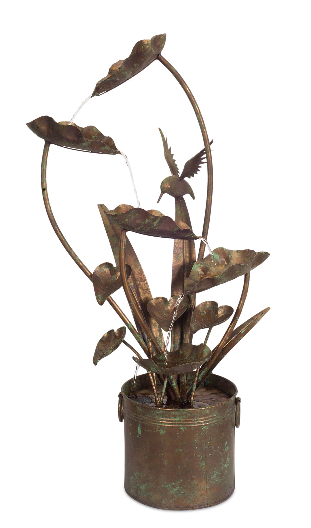 Melrose Anthurium & Hummingbird Iron Fountain, 39.5" H
