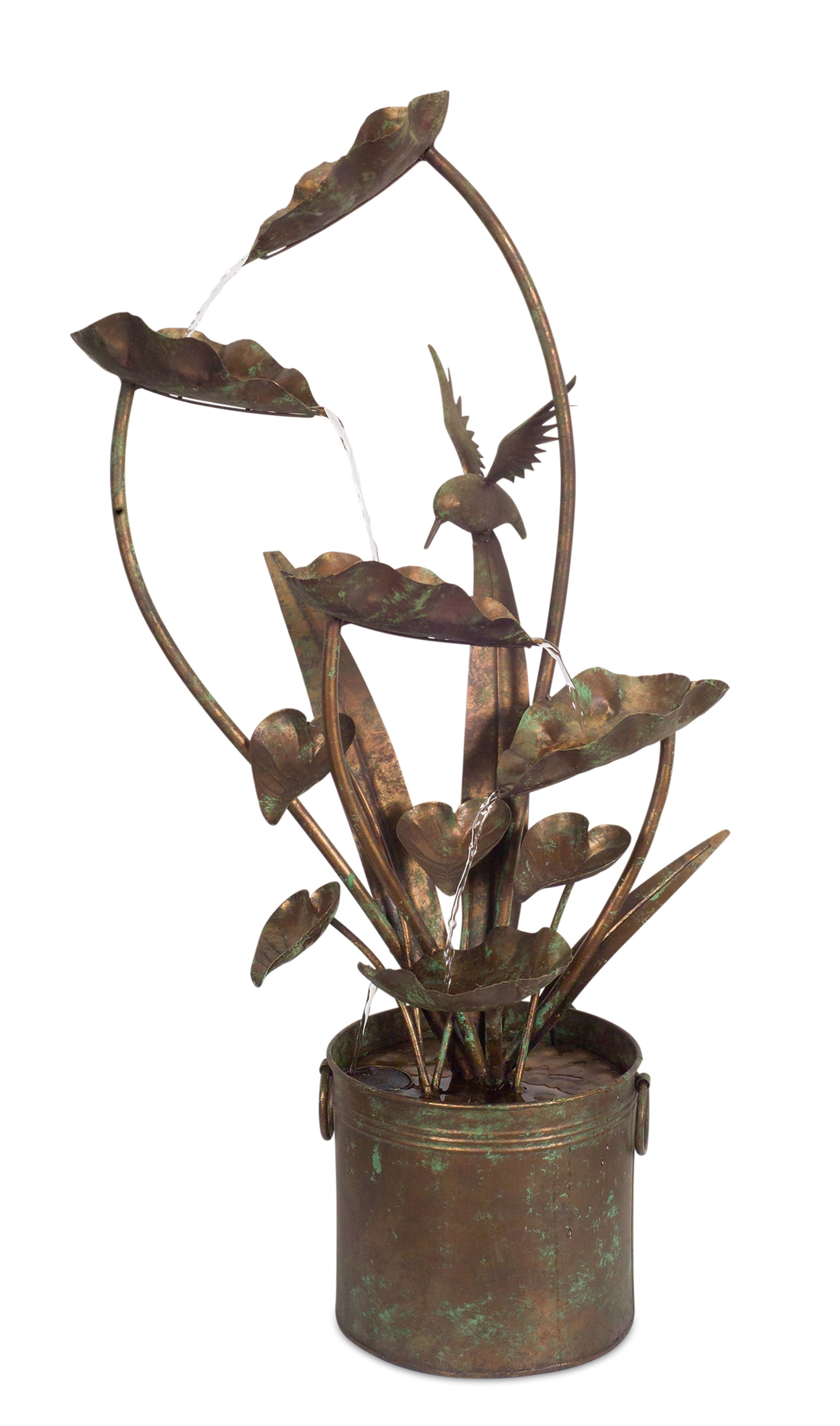 Melrose Anthurium & Hummingbird Iron Fountain, 39.5" H