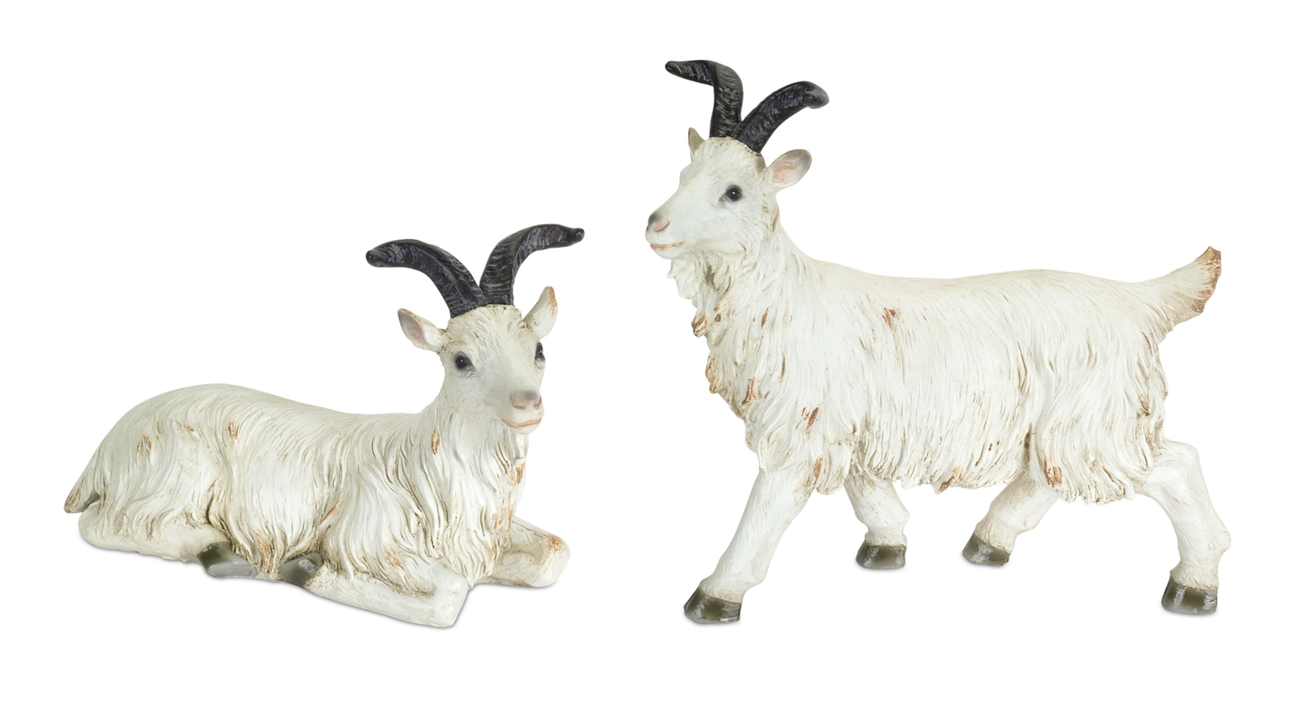 Melrose Resin Goat Figurines, Set of 2