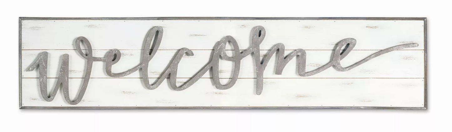 "Welcome" Wood Wall Sign (48in)