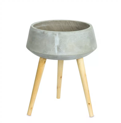 Cement Planter on Wood Legs