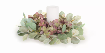 Hydrangea & Eucalyptus Candle Ring, Set of 4 (13.75in)