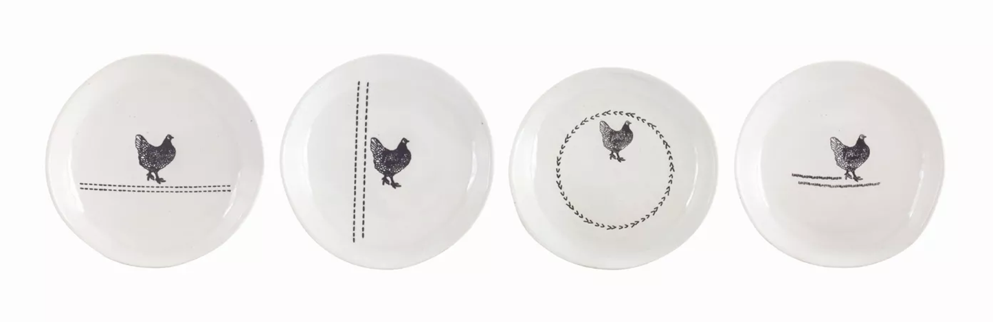 Stoneware Chicken Plate Set of 8, 6.5" - Melrose