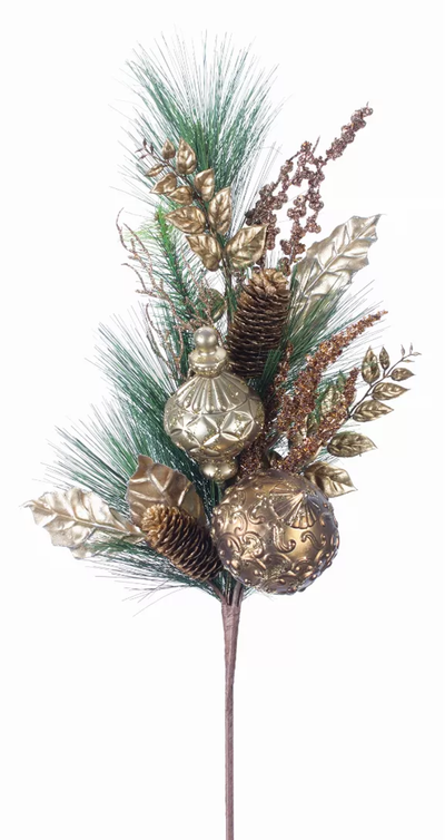 Pine Spray with Ornament, Set of 4 (31in)