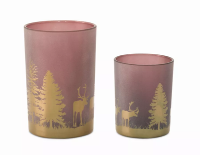 Glass Candle Holders, Set of 2
