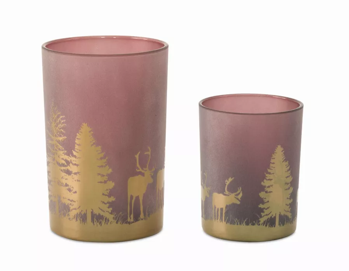 Glass Candle Holders, Set of 2