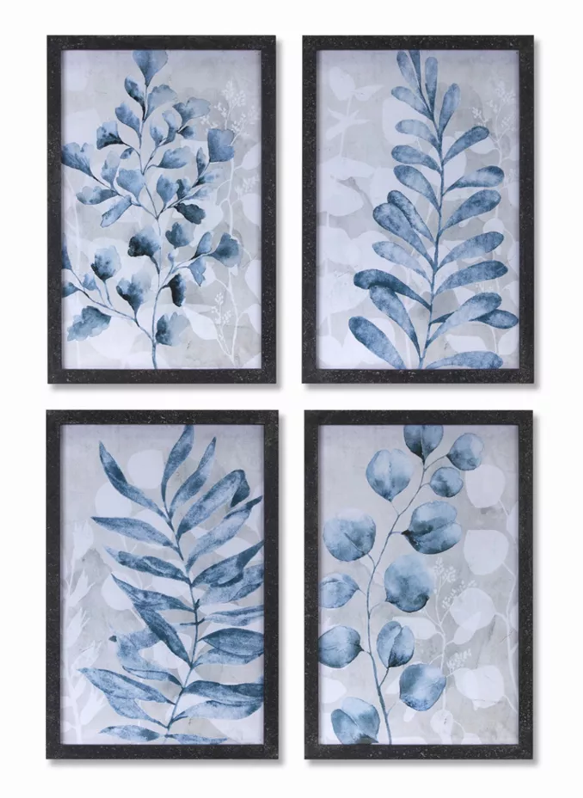 Indigo Foliage Wall Art Prints, Set of 4