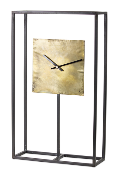 Iron & Copper Tabletop Clock 21.75"