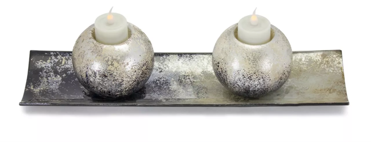 Votive Holders with Tray, Set of 2