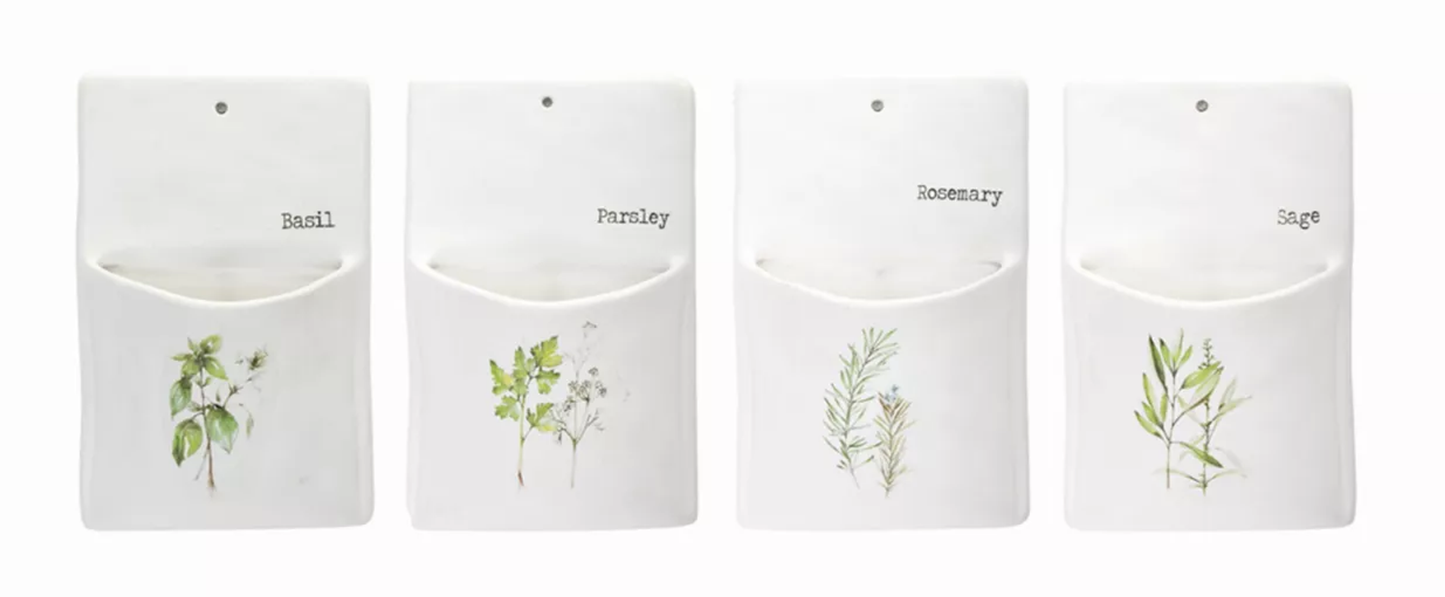 Ceramic Herb Wall Pocket Set of 4 - Melrose Kitchen
