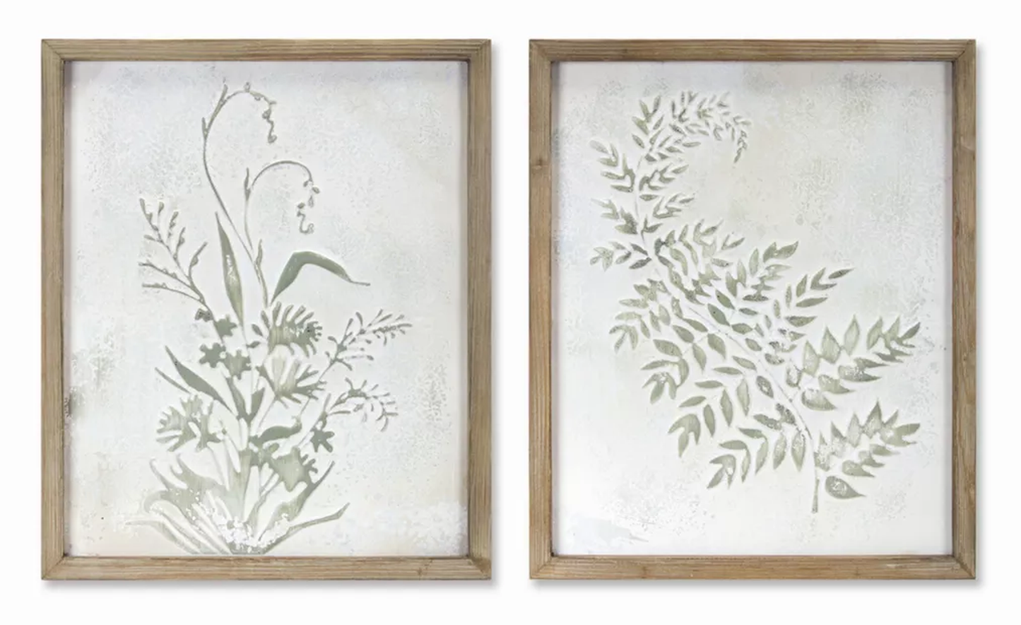Fern & Floral Embossed Wall Art, Set of 2