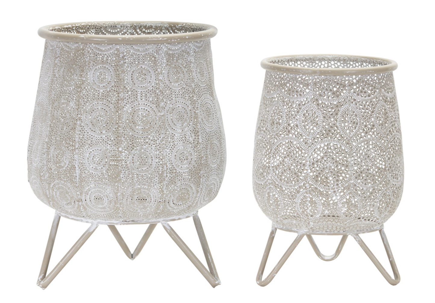Iron Container Set of 2, Textured Accent - Melrose