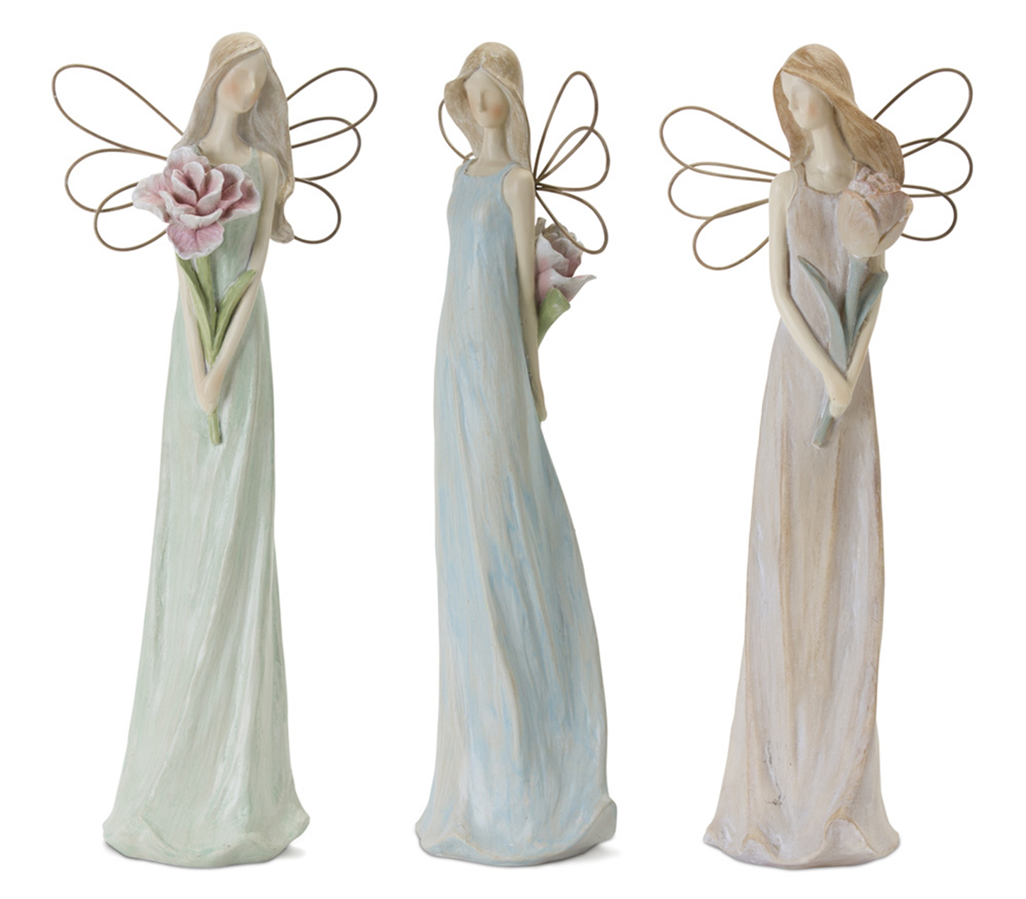 Angel Figurines Set of 3, 13" Resin & Stone Powder