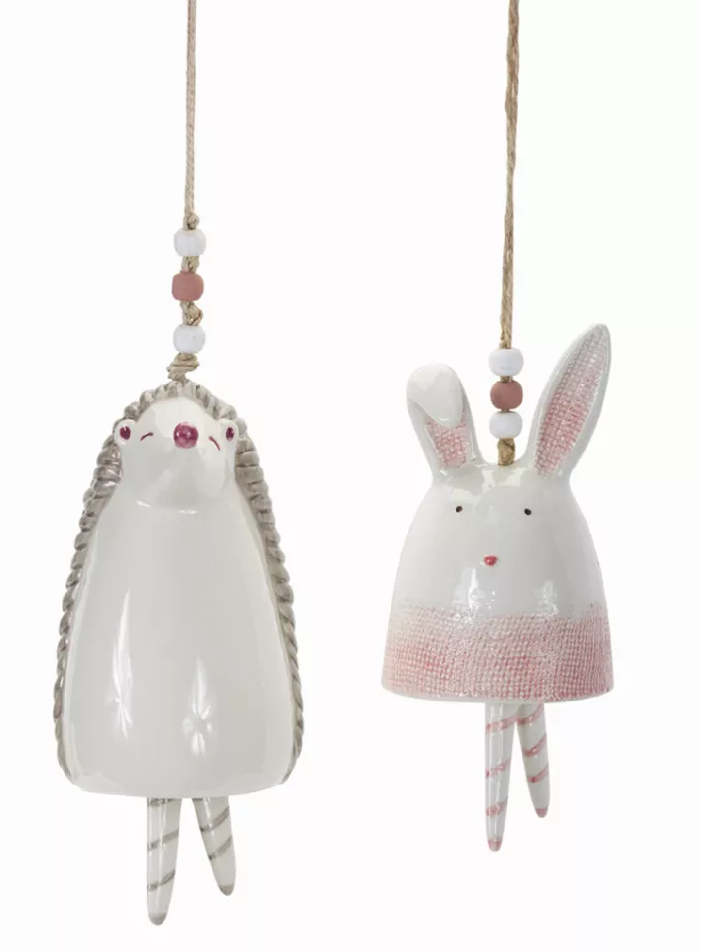 Melrose Stoneware Bunny & Hedgehog Bells, Set of 4